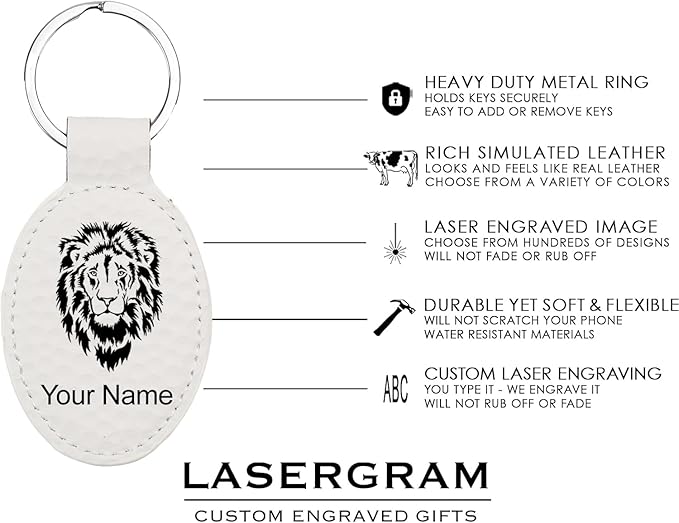 LaserGram Oval Keychain, Palm Trees, Personalized Engraving Included (Golf White)