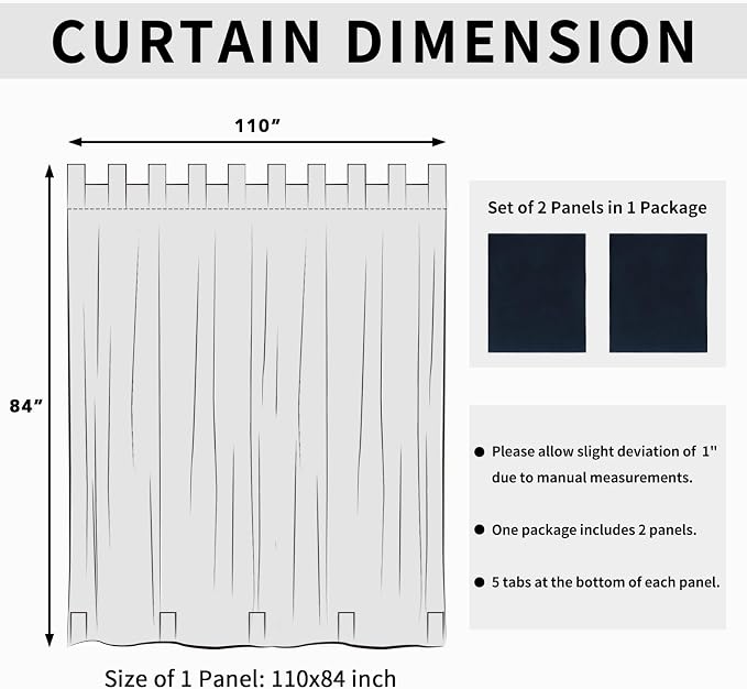 Easy-Going Outdoor Patio Curtains 2 Panels, 110x84 inch, Porch and Pergola - Image 6