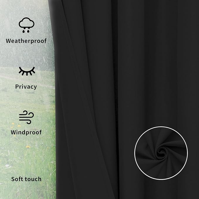 Easy-Going Outdoor Curtains for Patio 6 Panels, 54x84 inch, Weatherproof - Image 6