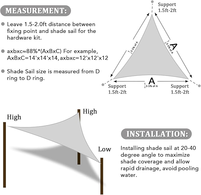 Shade&Beyond Custom Sun Shade Sail 17'x18'x24.8' Triangle Sun Sail Shades Patio - Image 6
