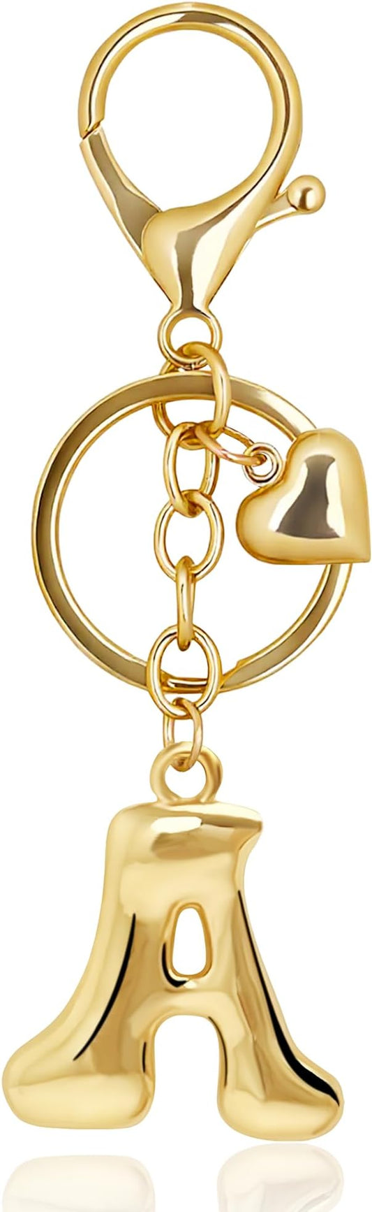 Gold Bubble Heart, Cherry, Bow & More Designs Letter Initial Keychain Bag Charms – Cute Purse Charms for Handbags