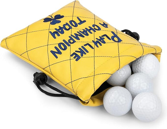 Golf Valuables Pouch, Leather Golf Tee Pouch with Drawstring Closure Golf Ball Tee Handbag Portable Golf Accessories