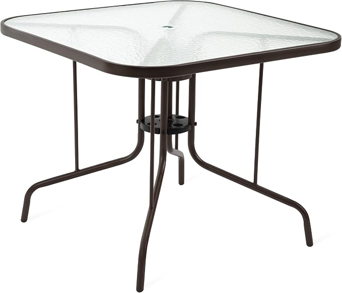 Patio Dining Table for 4 with Umbrella Hole | Outdoor 5 Piece Dining Set 36" x by Villeston