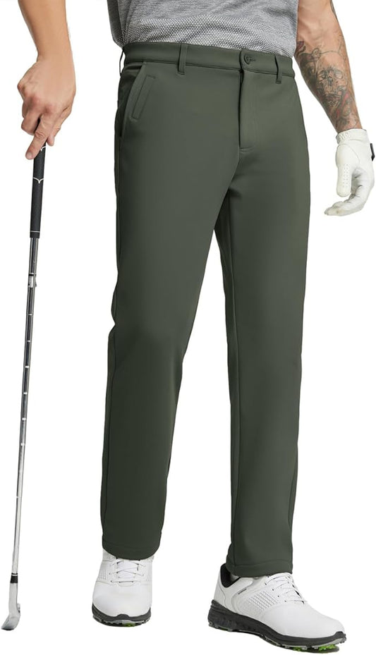 M MAELREG Golf Fleece Lined Pants Men Softshell Water-Resistant Workout Casual Outdoor Hiking Insulated Winter Pants for Men