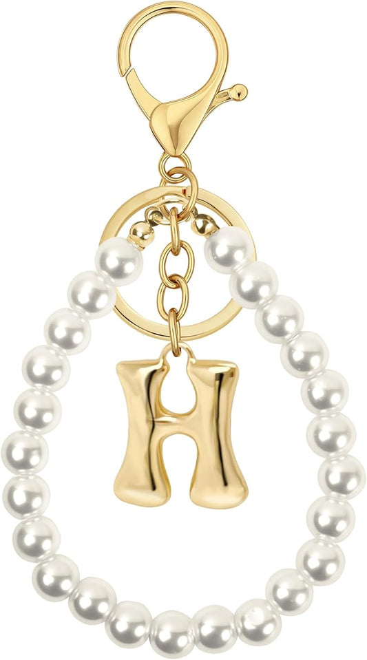 Gold Bubble Heart, Cherry, Bow & More Designs Letter Initial Keychain Bag Charms – Cute Purse Charms for Handbags