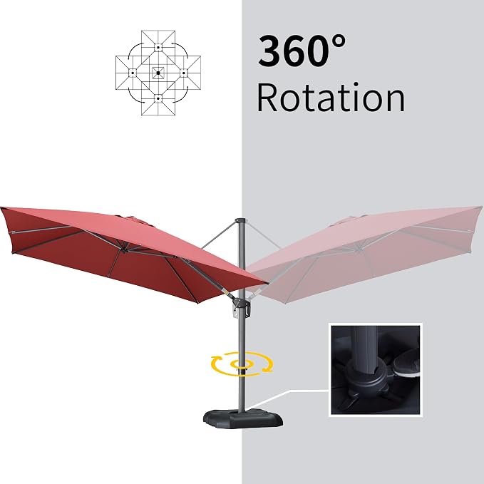 PURPLE LEAF Patio Umbrella 9' x 11.5' Rectangle All-Day Shade Control Terra | - Image 6