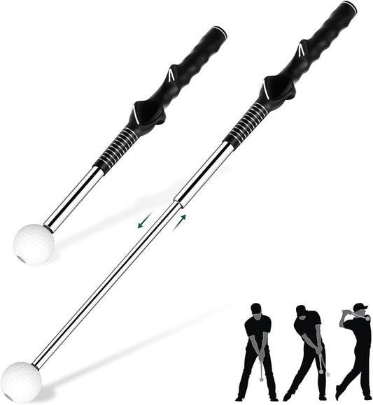 Telescopic Club, Retractable Golf Swing Training Aid with Golf Grip Trainer,Practice Golf Stick & Golf Swing Trainer for Warm-up/Indoor Practice/Strength & Tempo Training