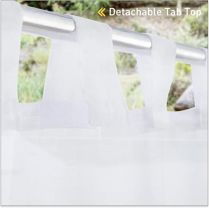 NICETOWN 2 Panels Outdoor Patio Curtains Waterproof, Detachable Sticky Tab Top - Image 3