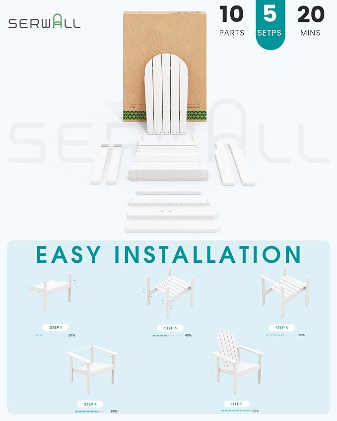 SERWALL HDPE Stackable Adirondack Chair, Space-Saving - Image 8