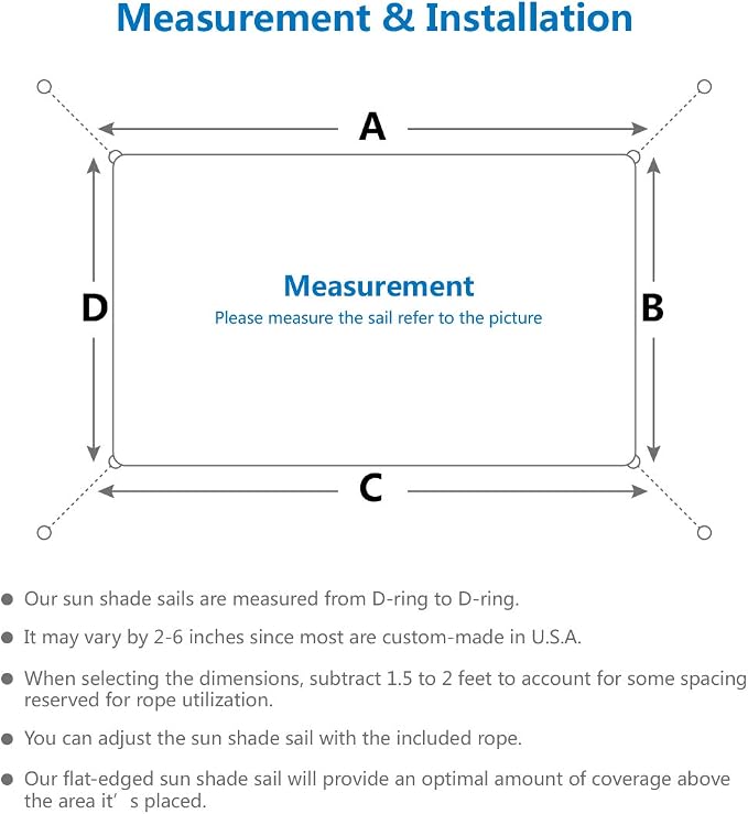Eden's Decor Straight Flat-Edged Sun Shade Sail Rectangular 9' x 21' Beige - Image 3