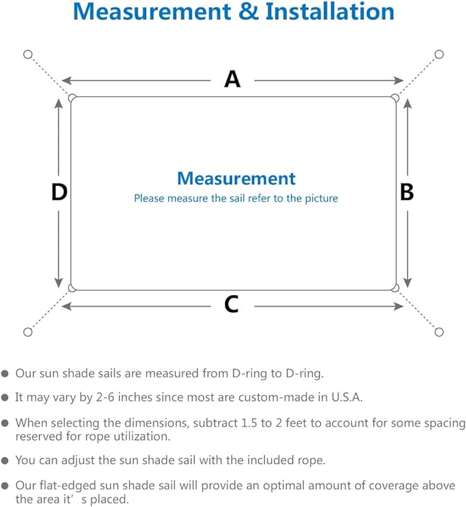 Eden's Decor Straight Flat-Edged Sun Shade Sail Rectangular 12' x 22' Beige - Image 3