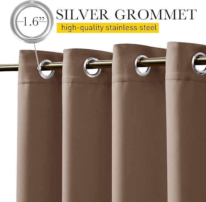 NICETOWN 2 Panels Outdoor Curtains Waterproof Extra Long W52xL108 Tan | - Image 2