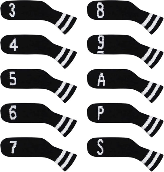Scott Edward 10 Pcs Golf Club Head Covers for Irons Cuteness Basically Socks Shape Washable Durable Golf Club Head Protector Double Sided Knit Suitable for Most Brands
