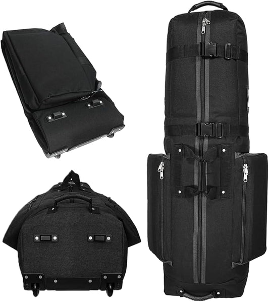 CaddyDaddy Constrictor Soft-Sided Golf Travel Bag Cover with Thick Dense Foam Padded Top 1 Year Full Travel Bag Replacement Coverage | Wheels & Lockable Zippers Case for Transporting Clubs on Airlines