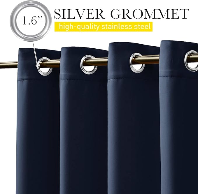 NICETOWN Weighted Curtains for Patio Waterproof W66xL84 Navy 2 Panels | Gazebo - Image 3