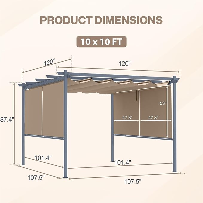 10 x 10 ft Outdoor Pergola - Image 3