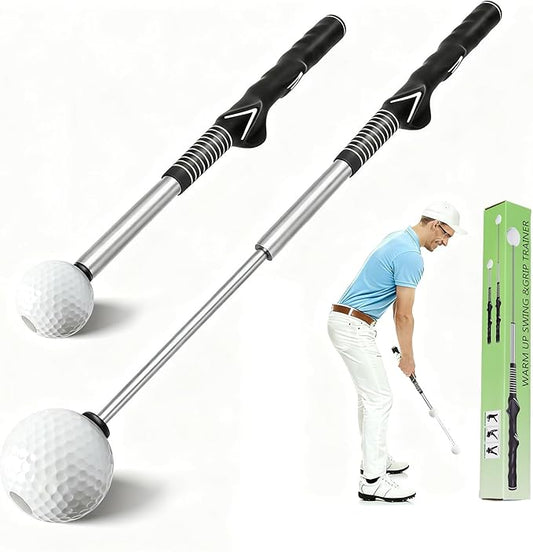 Retractable Golf Swing Trainer with Click Stick - Right-Handed Golf Grip Trainer & Swing Training Aid for Rhythm and Tempo Practice