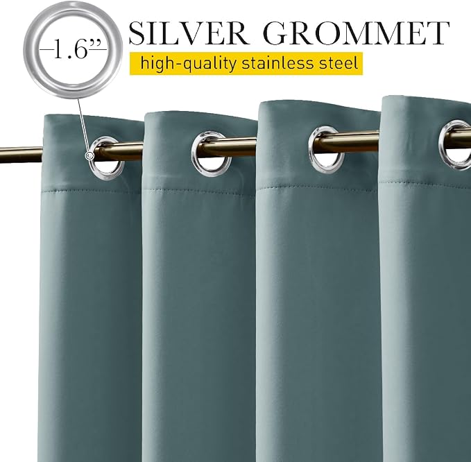 NICETOWN 2 Panels Outdoor Curtains Waterproof W52xL108 Greyish Blue | Windproof - Image 4