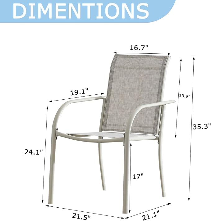 Stackable Patio Chairs Set of 8, Outdoor Dining Chairs - Image 2