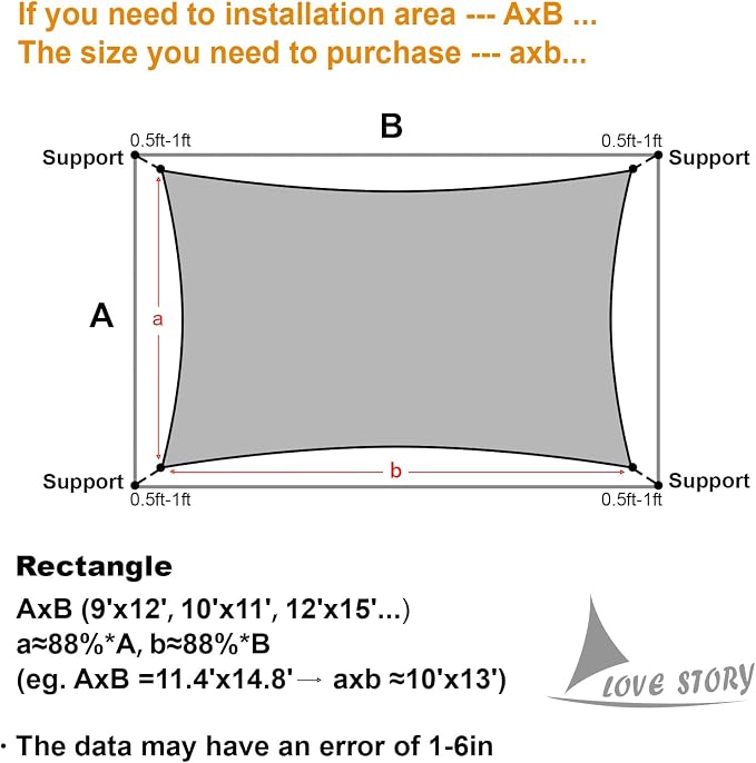 LOVE STORY 20' x 26' Rectangle Sun Shade Sail - Image 2