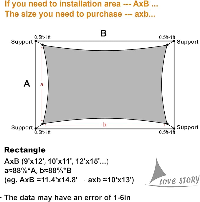 LOVE STORY Custom Size 16' x 18' Sun Shade Sail - Image 2