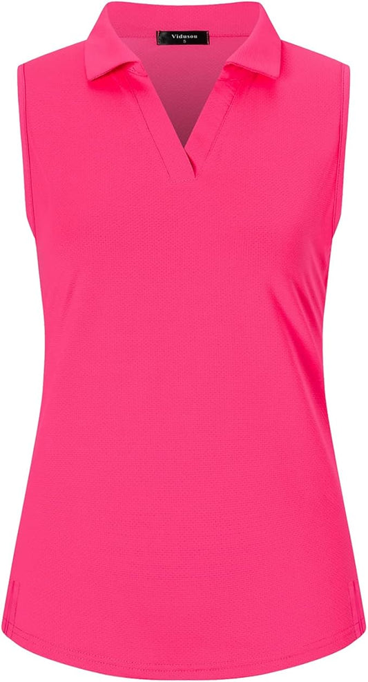 Womens Sleeveless Golf Polo Shirts Lightweight Tennis Sport Tops