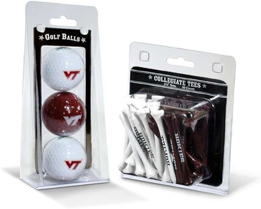 Team Golf NCAA Logo Imprinted Golf Balls (3 Count) & 2-3/4" Regulation Golf Tees (50 Count), Multi Colored