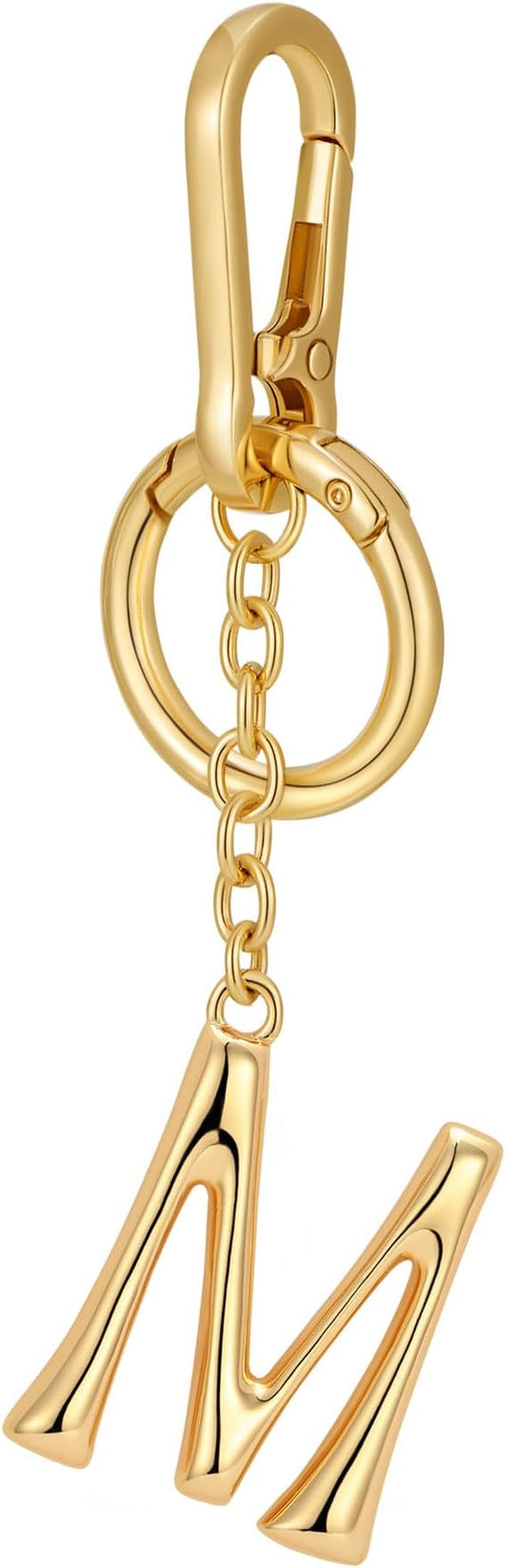 Gold Initial Keychain For Women Cute Bubble Letter Keychains Initial Bag Charm Personalized Keychain Accessories Gift