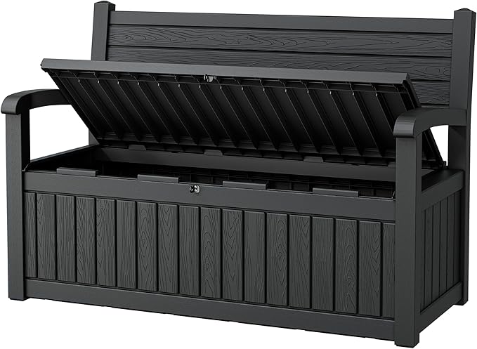 80 Gallon Deck Box Outdoor Storage Box Waterproof, Outdoor Storage Bench by Unknown