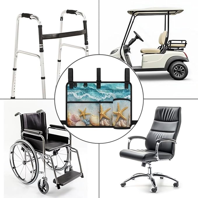 Beach Golf Cart Rear Seat Organizer Foldable Storage Bag for Club Car, Wheelchair and Walker