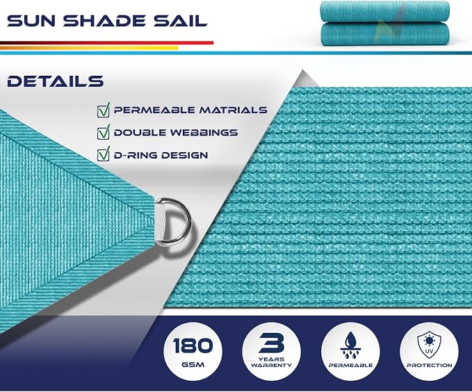 Windscreen4less 9' x 9' x 9' Sun Shade Sail Triangle Outdoor Canopy Cover UV - Image 3