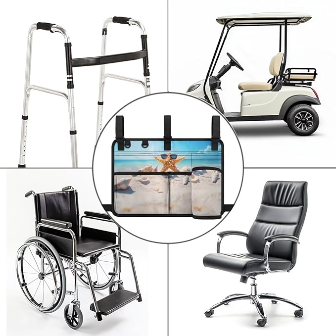 Beach Golf Cart Rear Seat Organizer Foldable Storage Bag for Club Car, Wheelchair and Walker