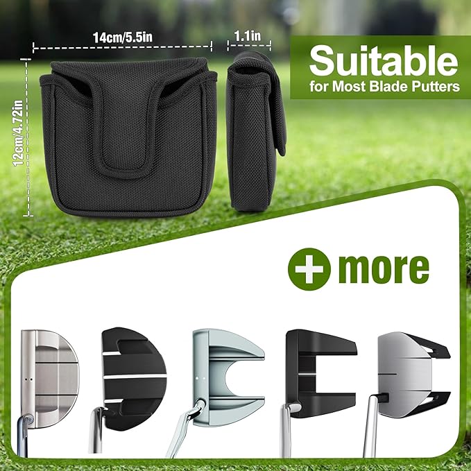 Golf Putter Covers Mallet Putter Headcover with Magnetic Closure Golf Club Cover for Most Brand