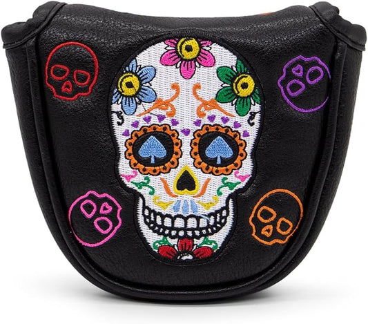 Montela Golf Club Covers,Colorful Skeleton Putter Cover Driver Covers Fairway Wood Headcover Hybrid Cover Leather Blade Putter Headcover Mallet for Brand
