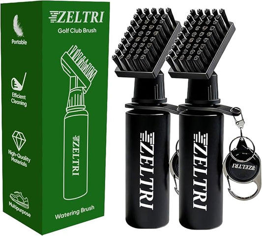 Golf Club Brush Cleaner with Retainer Clip and 8.0 x 8.0 in Golf Towel - Holds 4 Oz Water Durable Nylon Bristles for Easy Cleaning Essentials Golf Accessories