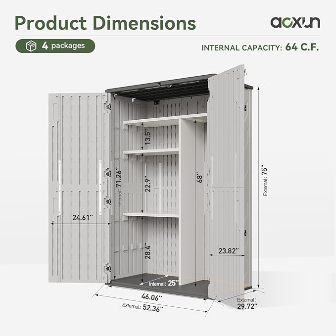 Aoxun 64 Cu.Ft Resin Storage Shed - Image 6
