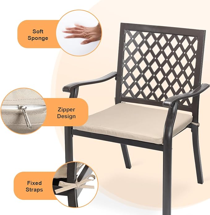 Outdoor Stackable Patio Metal Dining Chairs 4-Piece Set - Image 8