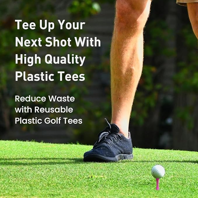 Plastic Golf Castle Tees Step Down Value 200 Count, Unbreakable Mixed or Same Height 1, 1 1/4, 2 3/4, 2 1/4, 2, 1 3/4, 1 1/2 Inch Length Colorful Pack for Practice