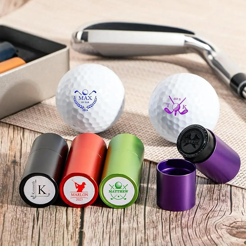 Personalized Golf Ball Stamp with Metal Storage Case, Custom Name Reusable Golf Ball Marking, Golf Accessories, Gifts for Golf Lovers, Golfers, Dad, Husband, Father's Day Birthday Wedding Gifts