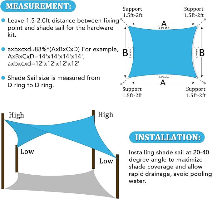 Shade&Beyond 9'x11' Sun Shade Sail Canopy Rectangle, UV Block Breathable Curved - Image 6