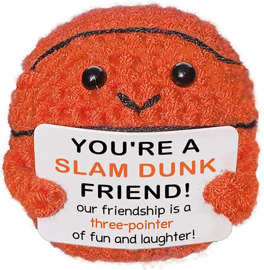 Handmade Crochet Basketball Decor,Funny & Sentimental Gift for Best Friends, Unique Birthday Present for Men and Women, Cute Gag Gift for Bestie or Coworker