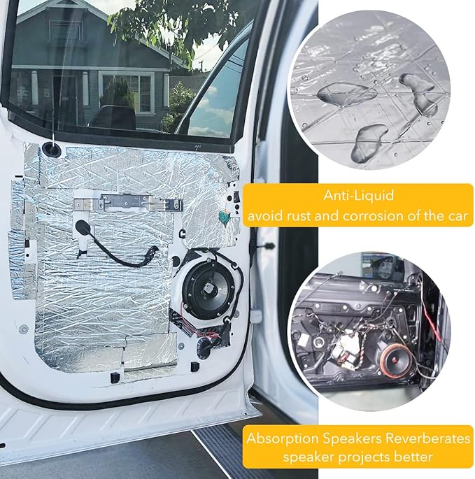 Automotive Sound Deadening Materials - 197 mil 16.3 sqft Car Soundproof Foam Mat, Sound Dampener and Heat Insulation for Auto, Vehicle