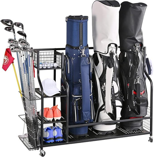 Hcduvso 4 Golf Bag Organizer Garage Storage, Golf Storage Stand for Golf Bag Accessories, Golf Bag Storage Stand and Other Golfing Equipment Rack, Extra Storage Rack for Golf Clubs