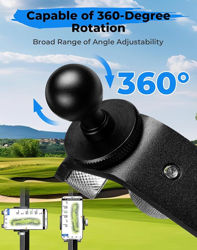 KEMIMOTO Magnetic Golf Cart Phone Holder Compatible with EZGO, Club Car, 360-Degree Rotatable Universal Phone Mount Bracket Suitable for iPhone, Pixel, Galaxy