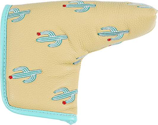 Golf Club Headcover, Premium Leather Embroidery Mallet Putter Cover Blade Head Covers, Stylish Golf Accessories, Great Golf Gifts for Men and Women Golfers