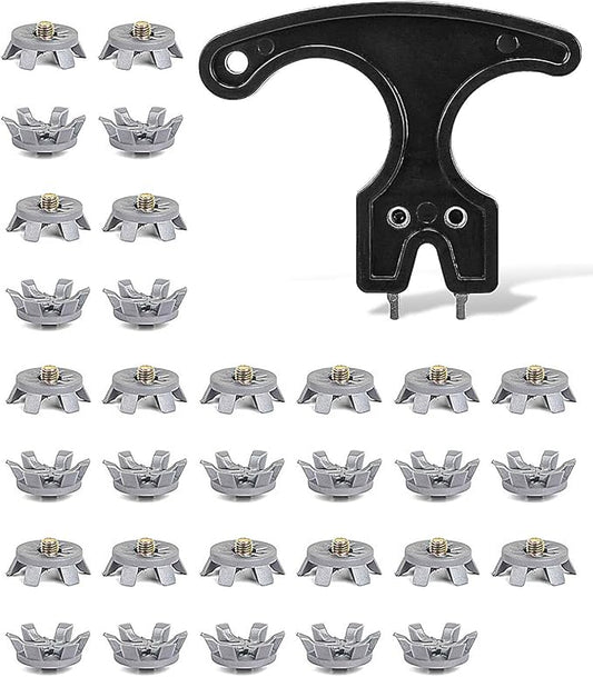 Golf Spikes Set, Includes 31 Pcs Soft Golf Cleats with Spike Wrench Tool, 6mm Dia Metal Thread Screw-in Replacement Spikes for Golf Lawn Cricket Sports Shoes