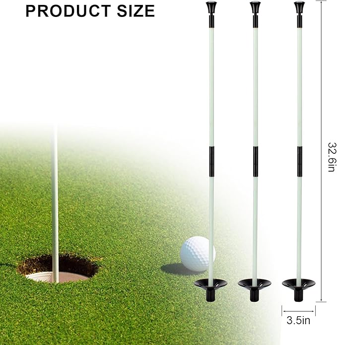 Golf Flagstick, Golf Pole Pin Flagpole Portable Detachable Design, Practice Putting Green Flag Stick for Yard Club, Backyard GolfCourse 3FT Heights Available, 3 Pack
