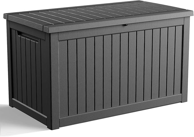 PatioZen 280 Gallon Resin Deck Box, Lockable Weatherproof Outdoor Storage Box by OutdoorLivingPerfected