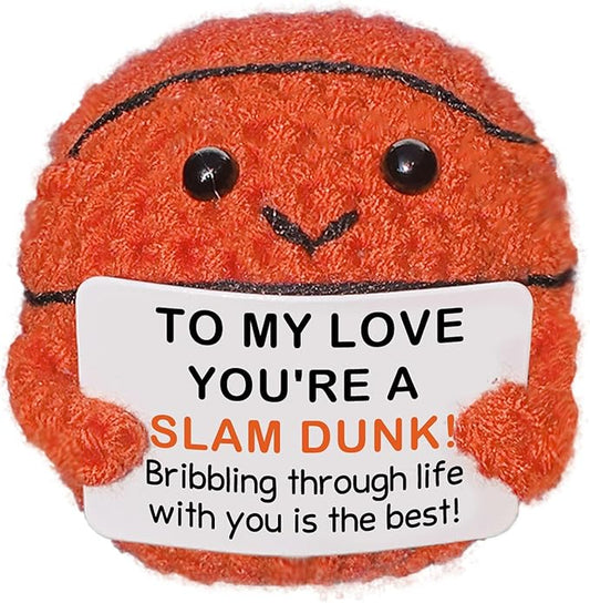 Handmade Crochet Basketball,Romantic Gift for Him or Her, Birthday Wedding Anniversary Present for Boyfriend Girlfriend Husband Wife, I Love You Love Gift for Couples Men Women