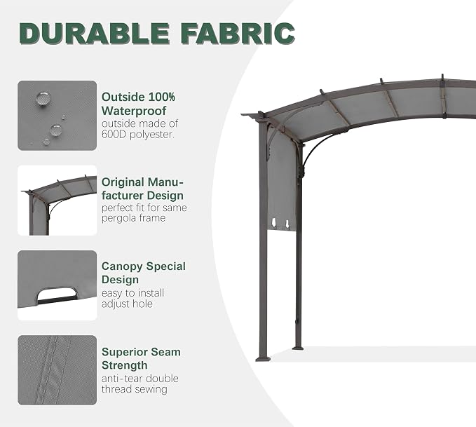 85" x 208" Universal Pergola Replacement Canopy Cover | Waterproof Shade Top - Image 5